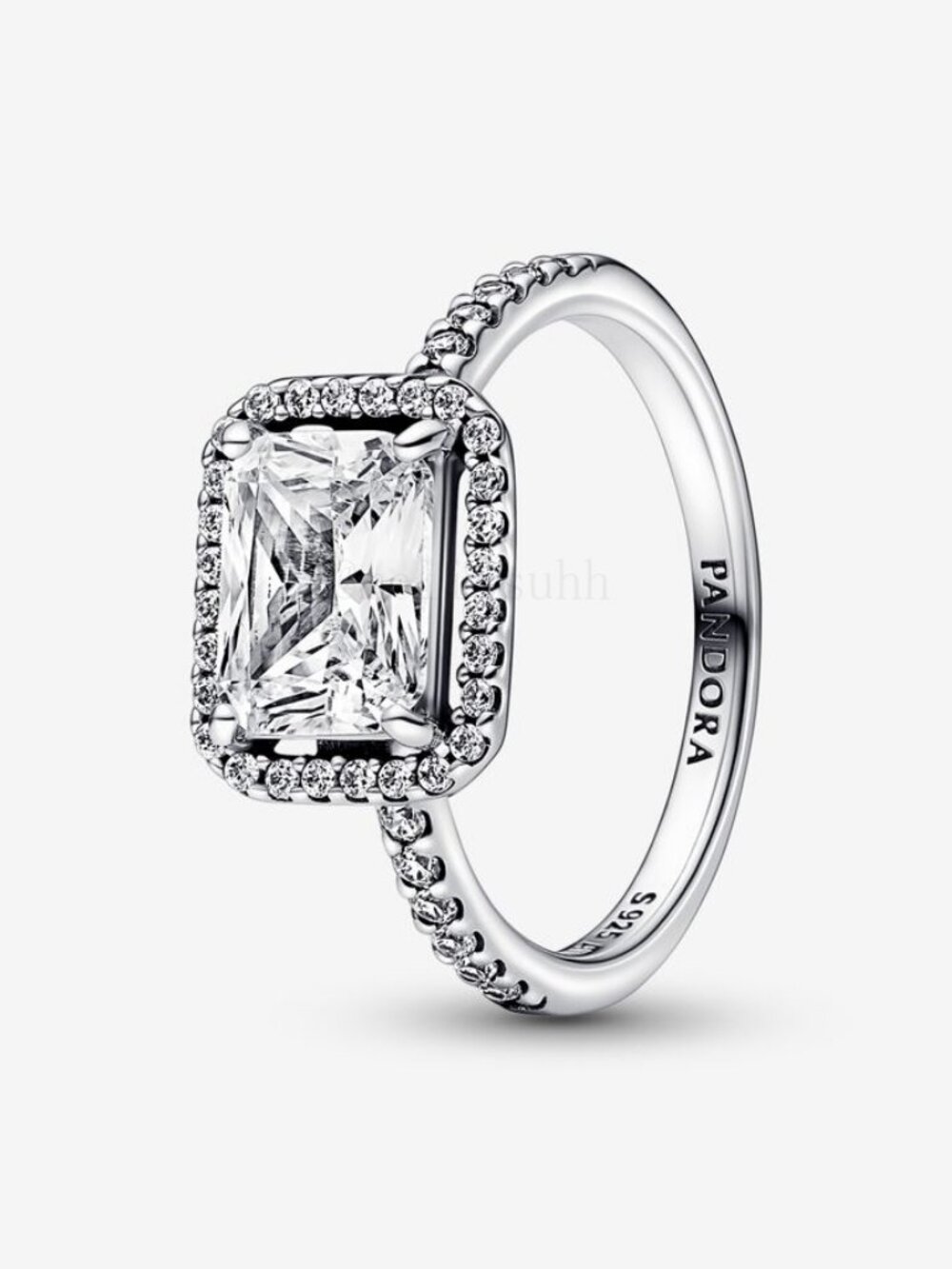 Pandora Rectangular Sparkling Halo Ring
